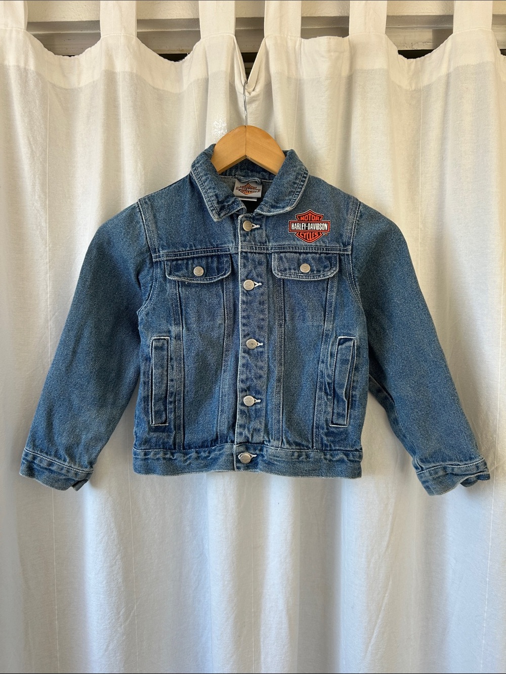 Harley-Davidson Kids Medium Blue Denim Jacket with Orange Patch